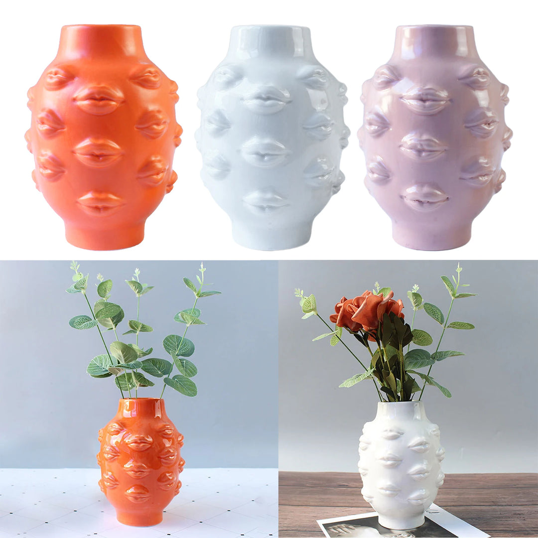 Braelynn Ceramic Lip Abstract Flower Vase: Adding Elegance to Every Space