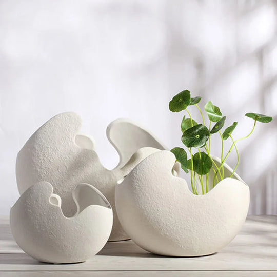 Margo Modern White Ceramic Egg Shell Vase