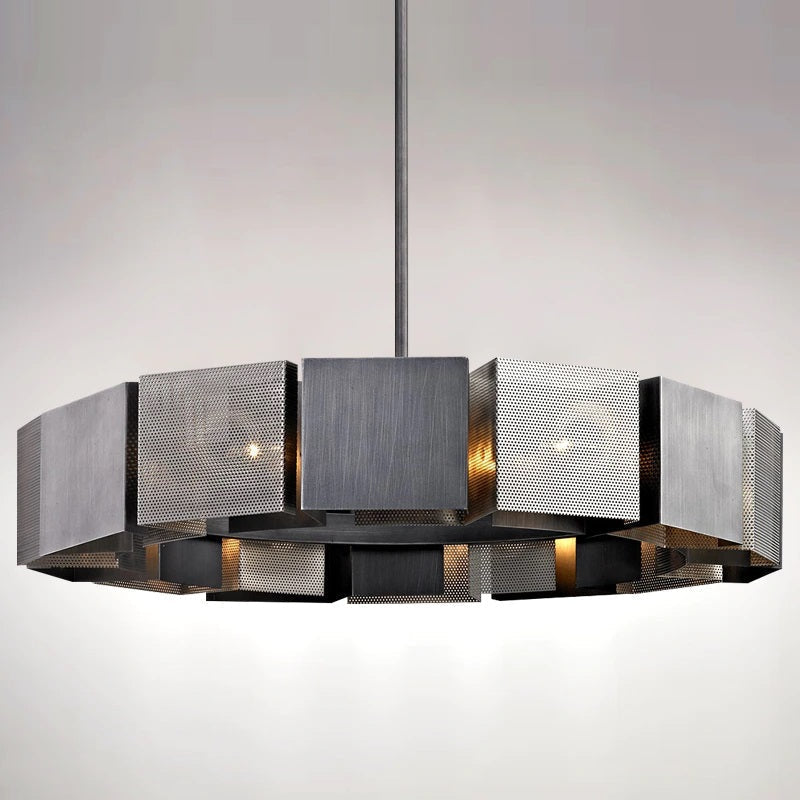 Emily's Modern Luxury Round Black Metal Chandelier