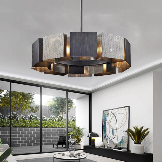 Emily's Modern Luxury Round Black Metal Chandelier