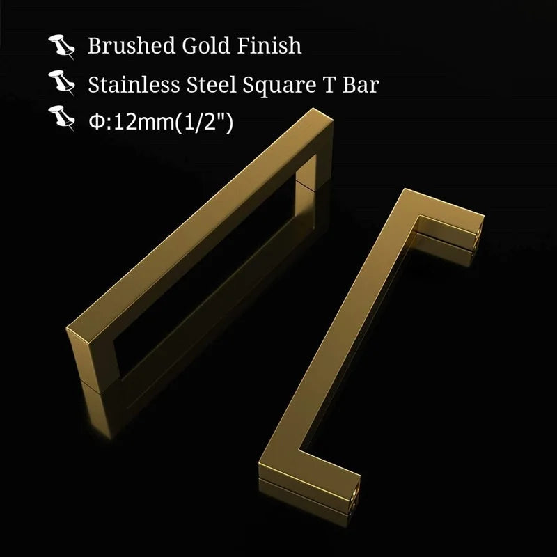 Christina Gold Square Cabinet Handles Brushed Brass Kitchen Hardware Modern Drawer Furniture Door Knobs Cupboard Wardrobe Drawer Pull