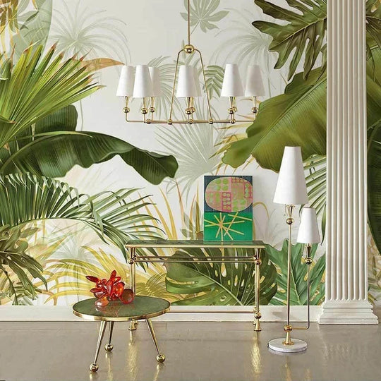 Scarlett's Transform Your Space with Hand-Painted Tropical Leaves Mural Wallpaper