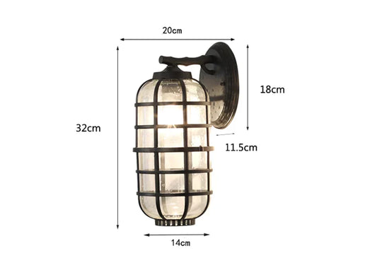 Waterproof Outdoor Wall Lighting E27 Bulb Retro Vintage Black Glass for Garden Porch Sconce Wall Lights 96 220V Sconce Luminaire