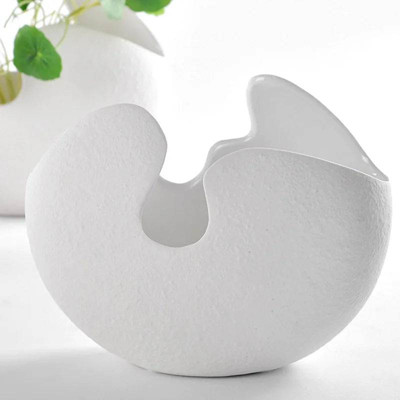 Margo Modern White Ceramic Egg Shell Vase