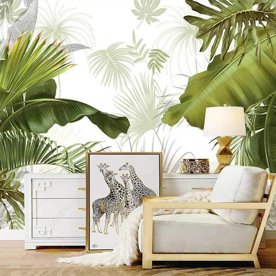 Scarlett's Transform Your Space with Hand-Painted Tropical Leaves Mural Wallpaper