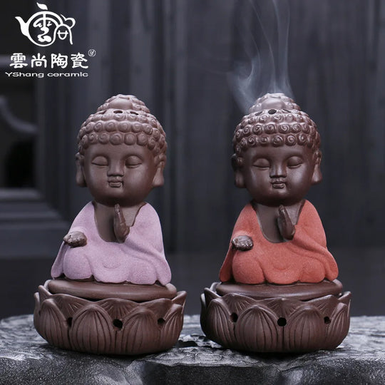 Evelyn's Ceramic Buddha Statue Incense Burner Stove