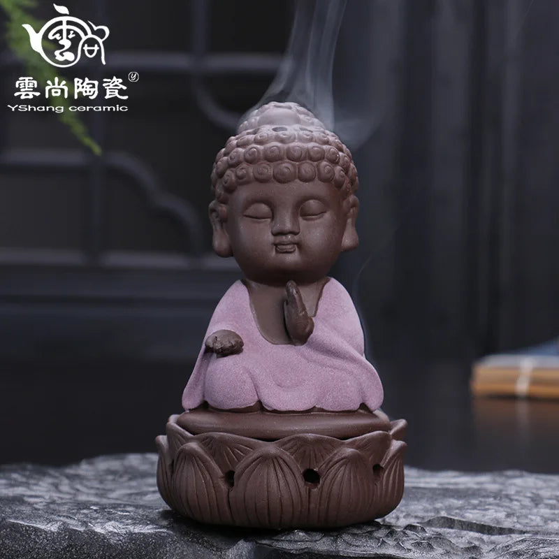 Evelyn's Ceramic Buddha Statue Incense Burner Stove