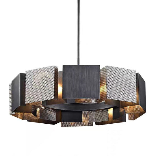 Emily's Modern Luxury Round Black Metal Chandelier