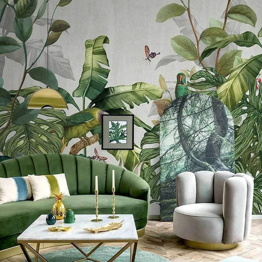 Emily's  Custom Mural Wallpaper: Nordic Hand Painted Tropical Rainforest