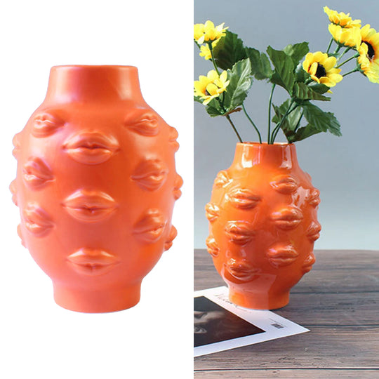 Braelynn Ceramic Lip Abstract Flower Vase: Adding Elegance to Every Space