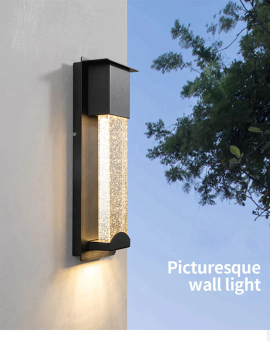 New LED Wall Lighting PIR Motion Sensor Crystal Outdoor IP65 Waterproof Street Lamp for Balcony Garden 96V 220V Sconce Luminaire