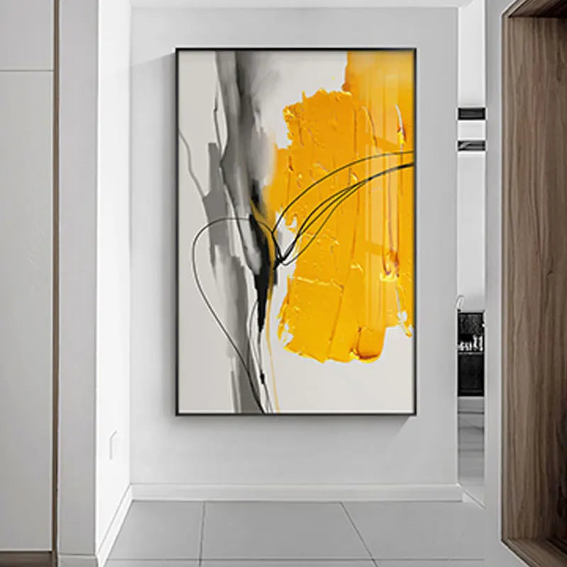 Zhuri Abstract Yellow Wall Art Painting Texture Canvas Poster