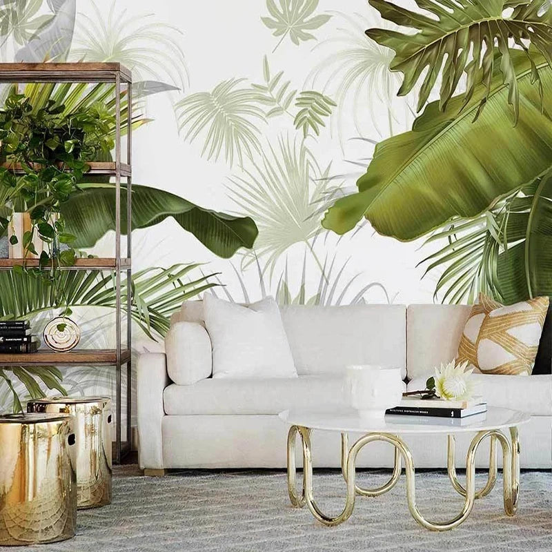 Scarlett's Transform Your Space with Hand-Painted Tropical Leaves Mural Wallpaper