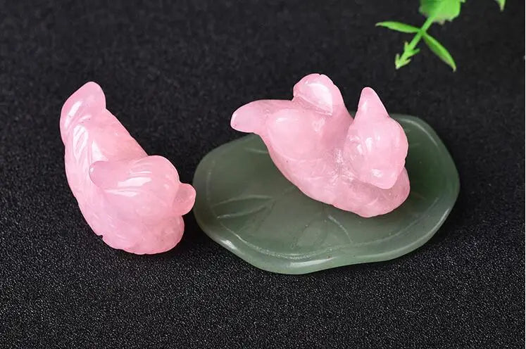 Sophia's Rose Quartz Mandarin Duck Figurine Set