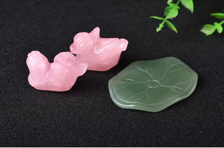 Sophia's Rose Quartz Mandarin Duck Figurine Set