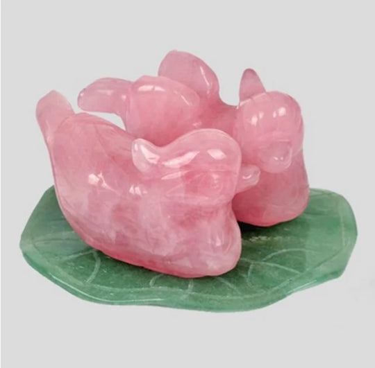 Sophia's Rose Quartz Mandarin Duck Figurine Set