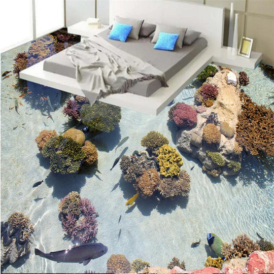 Waverly Photo Floor Painting Wall Stickers Coral Tropical Fish Ocean 3D Floor Paintings