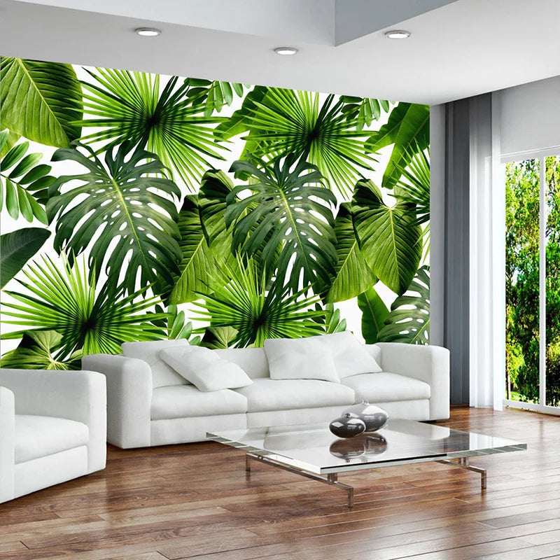 Emily's Custom 3D Mural Wallpaper: Tropical Rain Forest Banana Leaves