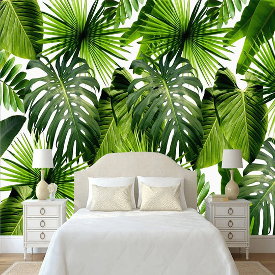 Emily's Custom 3D Mural Wallpaper: Tropical Rain Forest Banana Leaves