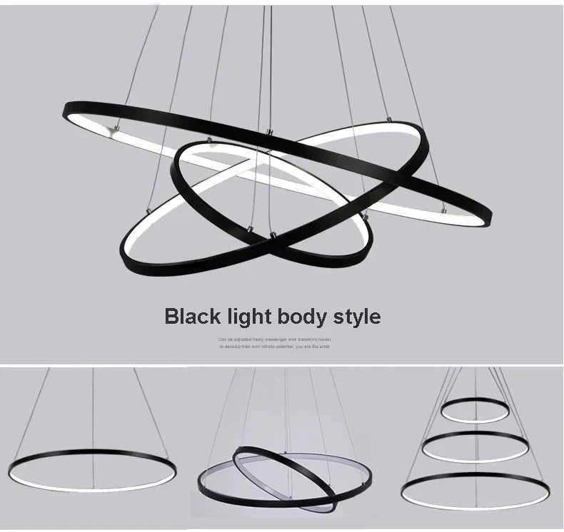 Modern Pendant Lights 4/3/2/1 Circle Rings Acrylic Aluminum LED Pendant Lamp for Living Room Dining Room