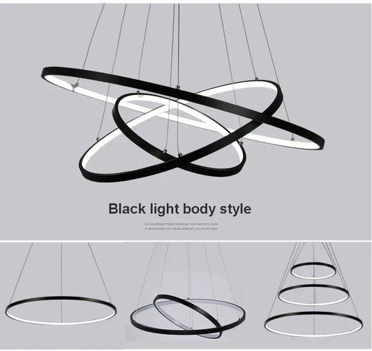 Modern Pendant Lights 4/3/2/1 Circle Rings Acrylic Aluminum LED Pendant Lamp for Living Room Dining Room