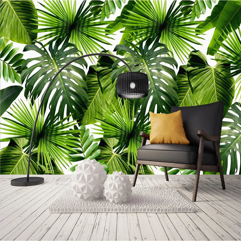 Emily's Custom 3D Mural Wallpaper: Tropical Rain Forest Banana Leaves