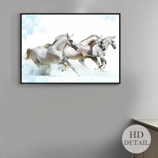 Rory Running Horse Canvas Painting: Black And White Animal