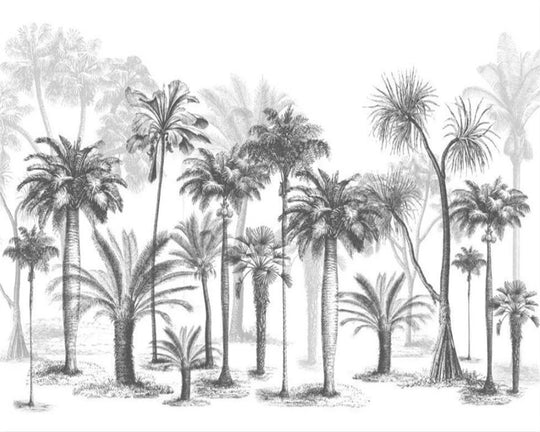 New customized size wallpaper black and white big tree tropical rainforest coconut tree 3d murals self-adhesive 3d wallpaper