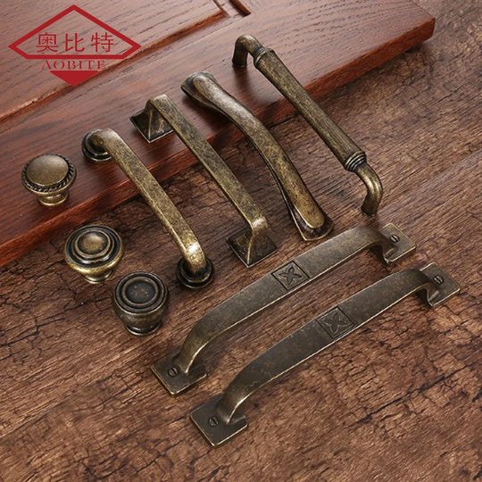 AOBT Retro Metal Antique Brass 96-128mm Kitchen Closet Cabinet Door Handle Furniture Drawer Knobs Wardrobe Cupboard Bedroom Pull