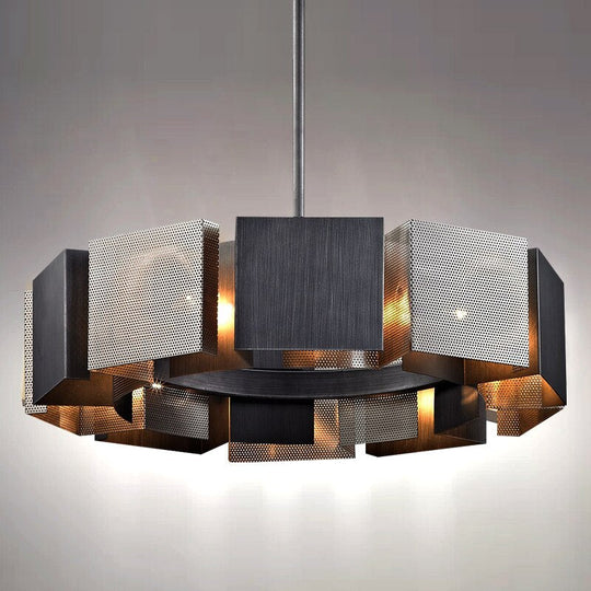 Emily's Modern Luxury Round Black Metal Chandelier