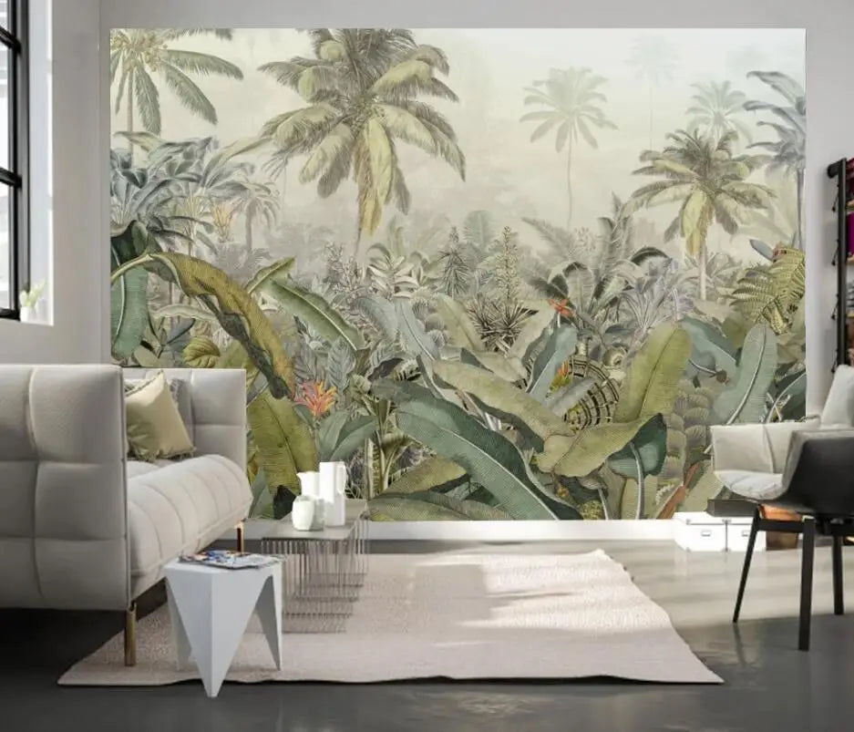 Emily's Medieval Hand-Painted Tropical Rainforest Wallpaper