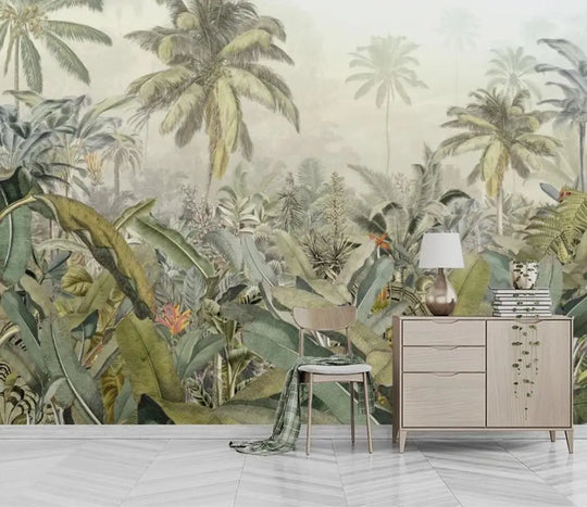 Emily's Medieval Hand-Painted Tropical Rainforest Wallpaper