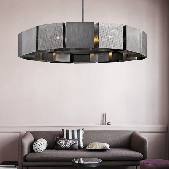 Emily's Modern Luxury Round Black Metal Chandelier