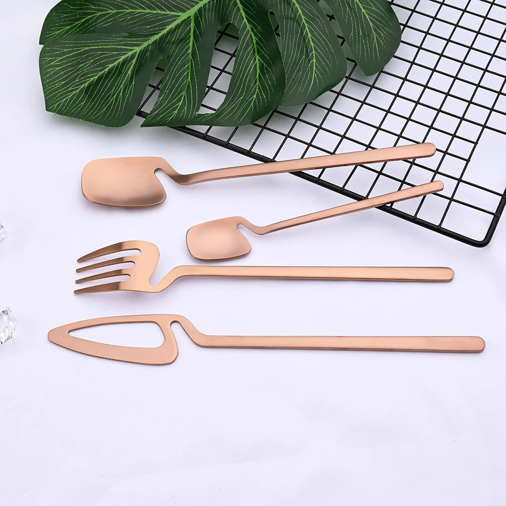 Madilyn 32-Piece Matte Gold Cutlery Set