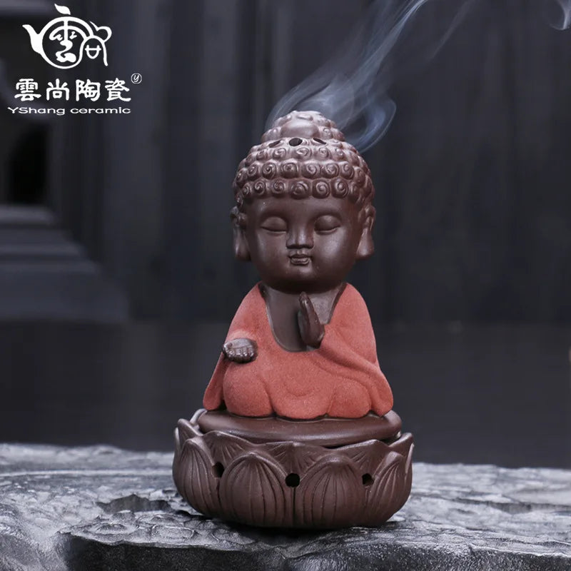 Evelyn's Ceramic Buddha Statue Incense Burner Stove