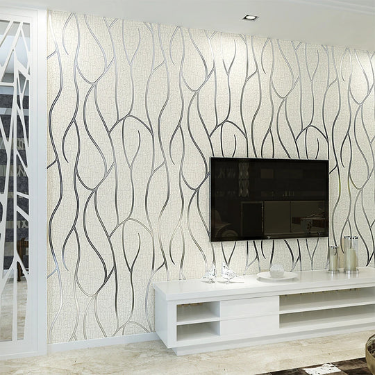 Ashlyn 9.5m 3D Abstract Line Non-woven Wallpaper