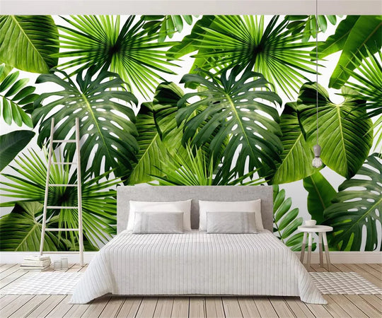 Eleanor's Custom Wallpaper Mural: Nordic Hand-Painted Tropical Plants