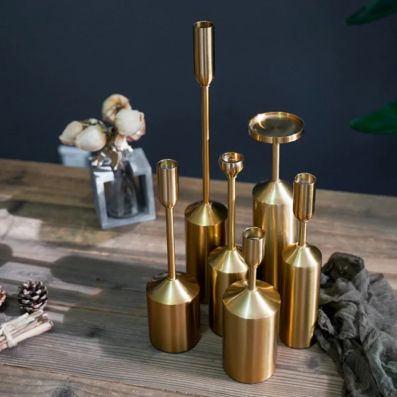 Saige Simple Moments Metal Gold Plated Candle Holders