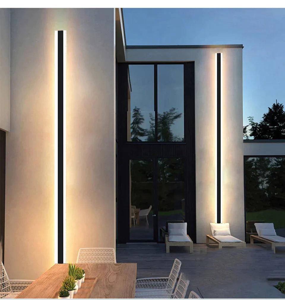 Modern Waterproof Outdoor Long Strip LED Wall Lamp IP65 Aluminum Wall Light Garden Porch Sconce Light 110V 220V Sconce Luminaire