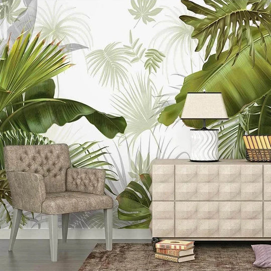 Scarlett's Transform Your Space with Hand-Painted Tropical Leaves Mural Wallpaper