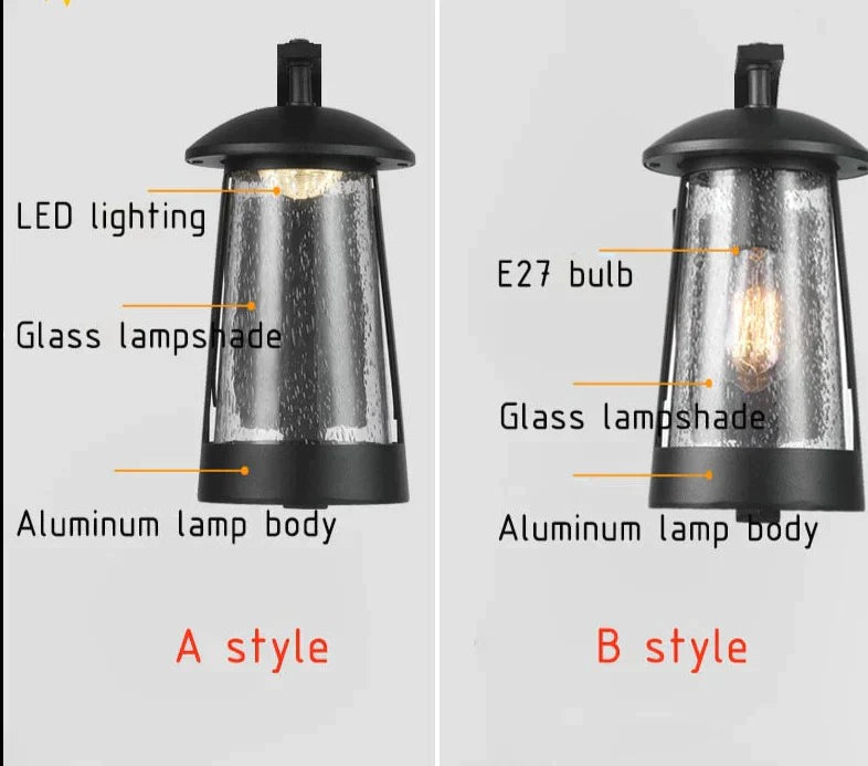 IP68 Waterproof Outdoor LED Wall Lighting Industrial Aluminum Black Lamp for Garden Porch Sconce Light 96V 220V Sconce Luminaire