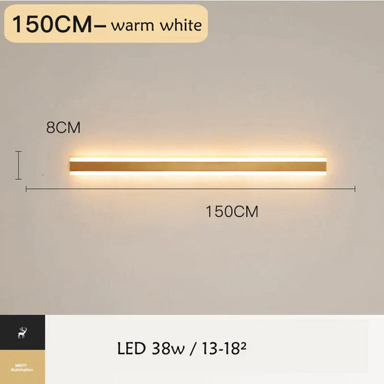 Modern IP65  Waterproof Outdoor Lights Stainless Steel Long LED Wall Lamp Gold Light Garden Porch Sconce Luminaire Exterieur