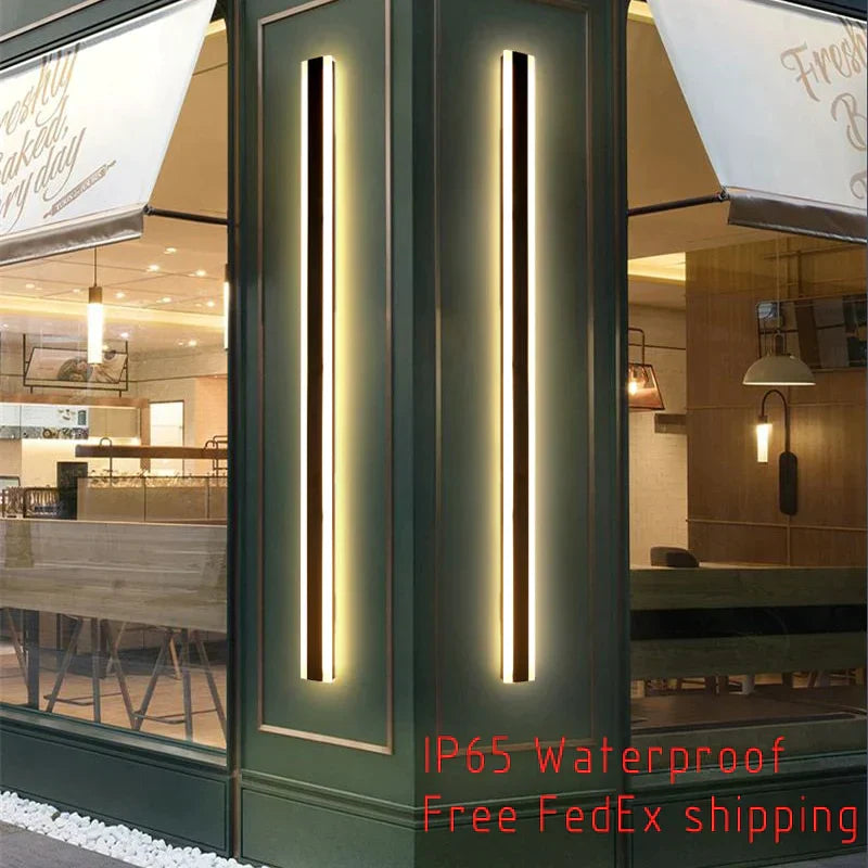 Modern Waterproof Outdoor Long Strip LED Wall Lamp IP65 Aluminum Wall Light Garden Porch Sconce Light 110V 220V Sconce Luminaire