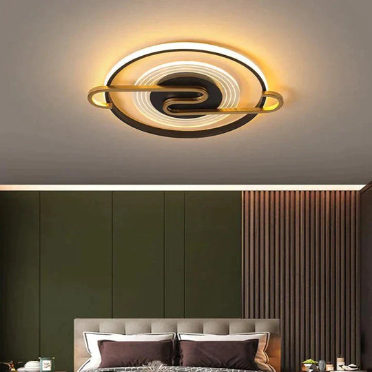 New Simple Modern Led Ceiling Lamp For Bedroom Round Black 42Cm / White Light