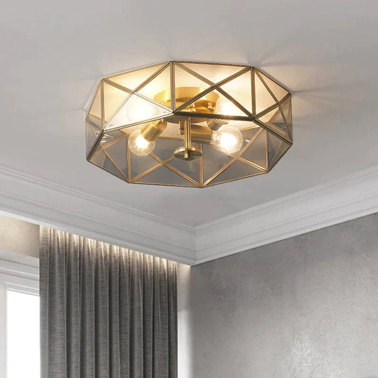 Nordic Simple Room Living Room Copper Round Ceiling Lamp