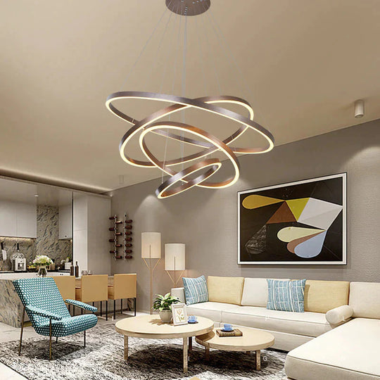 Modern Pendant Lights 4/3/2/1 Circle Rings Acrylic Aluminum LED Pendant Lamp for Living Room Dining Room