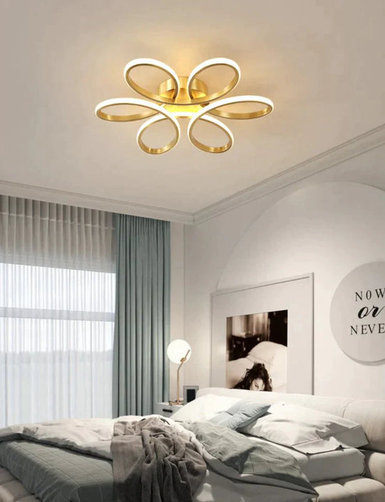 Nordic Fancy Bedroom Copper Ceiling Lamp