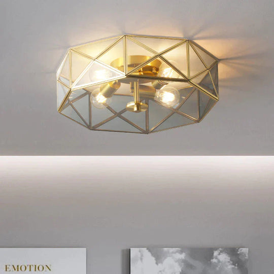 Nordic Simple Room Living Room Copper Round Ceiling Lamp