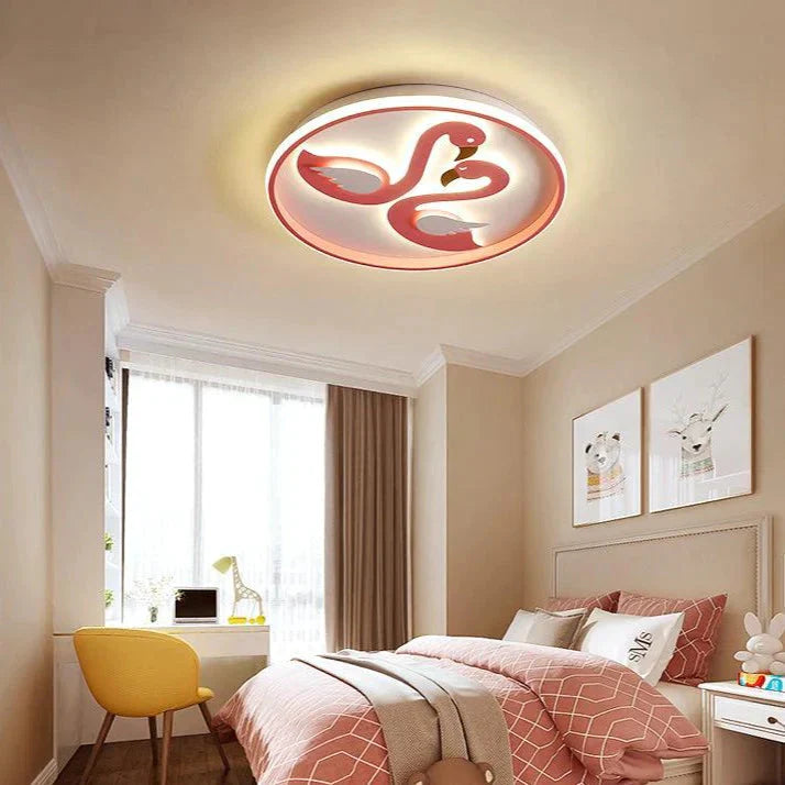 Creative Pink Flamingo Led Bedroom Ceiling Lamp