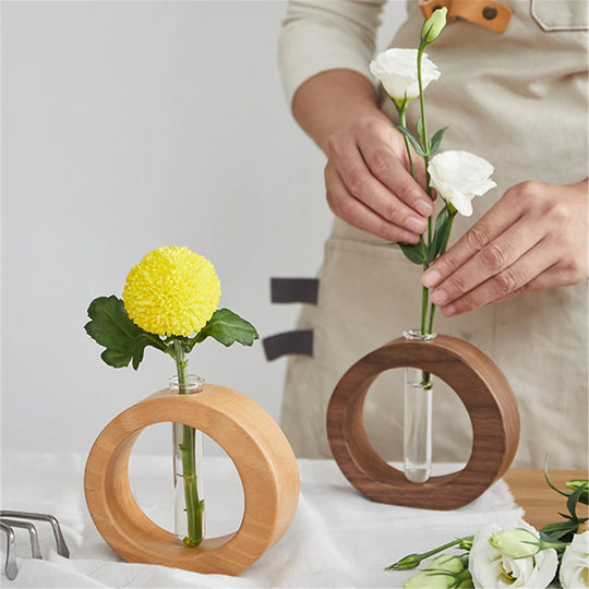 Emmy Wooden Hydroponic Flower Pot